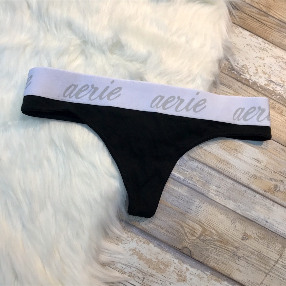 Aerie Women’s Thong Tanga Black Panties